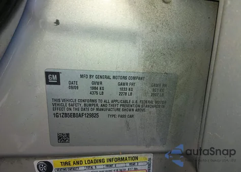 2010 Chevrolet Malibu Ls z USA, uszkodzony, nr VIN 1G1ZB5EB0AF129825